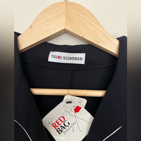 NWT Trixi Schober 100% wool black minimalist office shirt dress 3/4 sleeve sz 10 - Picture 8 of 15